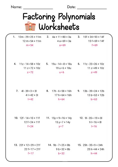 Factoring Worksheet 1