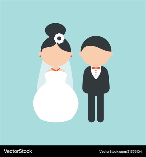 Cartoon wedding characters cute simple bride Vector Image