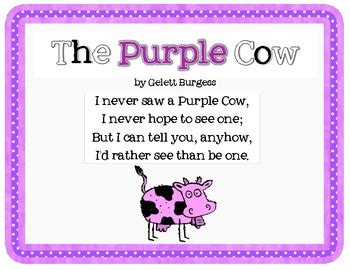 The Purple Cow by Gelett Burgess Poetry Activities & Craft Pack | TPT