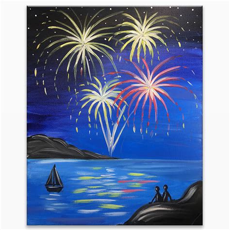 Online Painting Class - "Fireworks Celebration" (Virtual Paint Night)