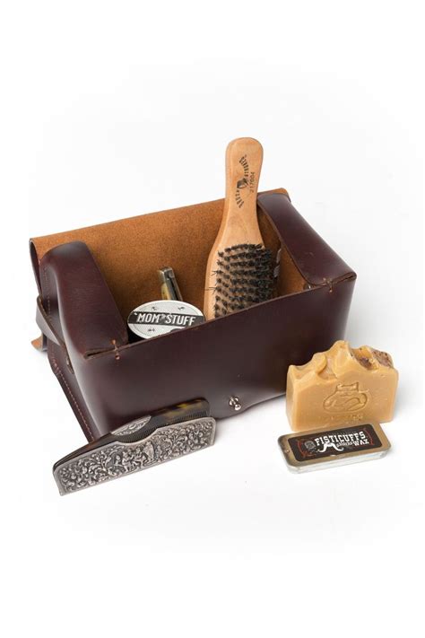 QP Collections - Brown Leather Dopp Kit - Toiletry Case | Leather dopp ...