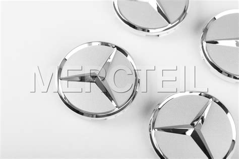 Center Wheel Hubcaps Silver Raised Star Genuine Mercedes-Benz ...