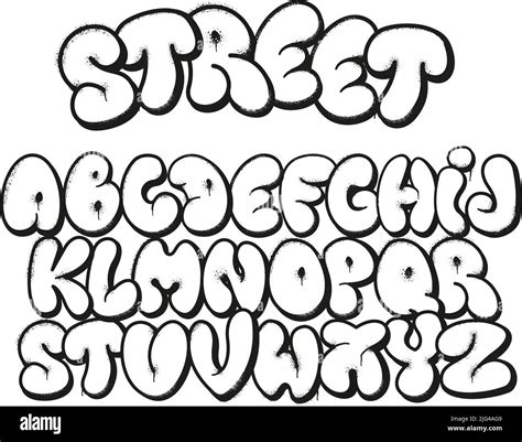 Bubble graffiti font. Inflated letters, street art alphabet symbols ...