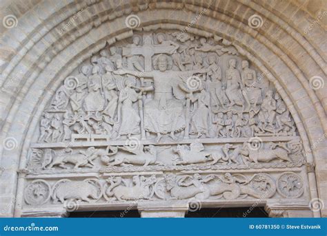 Tympanum Sculpture of the Last Judgment Stock Photo - Image of church ...