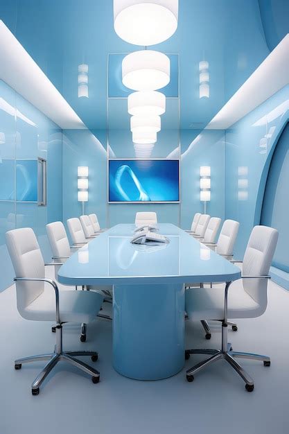 Premium AI Image | medical science conference room white blue study