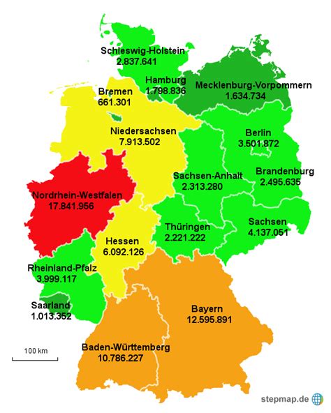 Bevölkerung nach Bundesländern von annikar - Landkarte für Deutschland