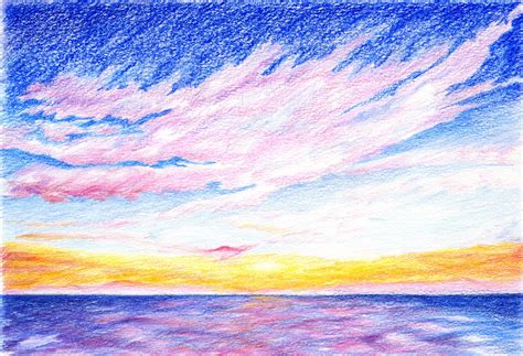 Sunset Sky Drawing Color Pencil : This step by step acrylic painitng ...