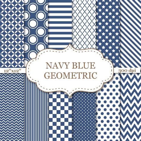 Navy Blue Geometric Digital Papers Printable Navy Blue - Etsy