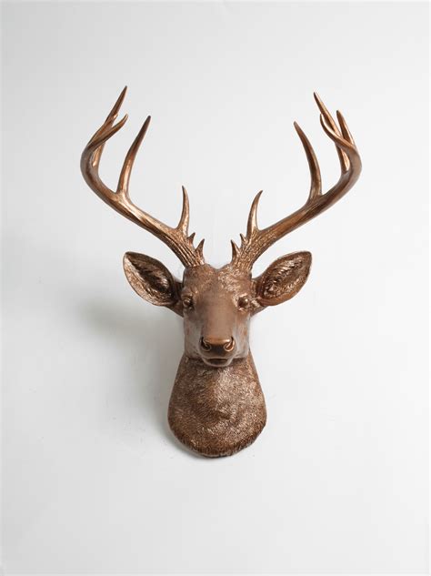 Bronze Resin Deer Head Wall Mount, The XL Bennett Faux Taxidermy Decor ...