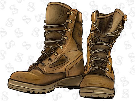 Military Combat Boots Drawing