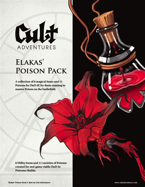 Elakas' Poison Pack (DnD 5E) - Cult Adventures | DriveThruRPG.com