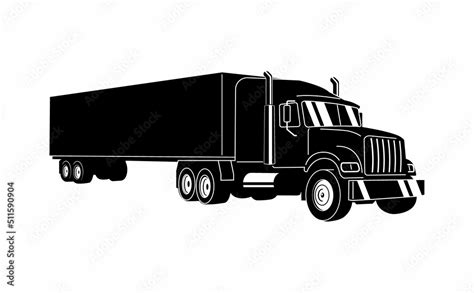 Semi Truck. Vector Outline Lorry. Freight transportation. Modern flat ...