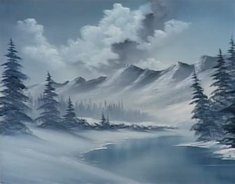 Blue Winter Bob Ross | Winter landscape painting, Landscape paintings ...