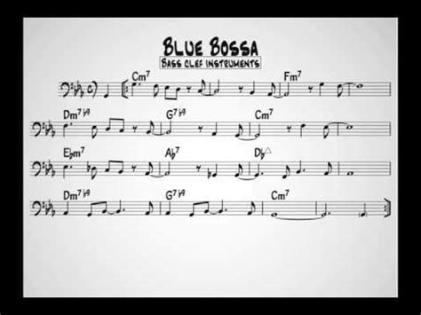 Chords for Blue Bossa Bass clef version - Play along