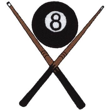 8 Ball & Cue Sticks Embroidery Design | AnnTheGran