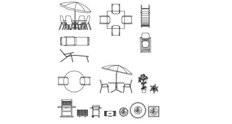 Outdoor seating furniture detailing 2d concept model dwg file - Cadbull