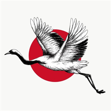 Japanese red-crowned crane sticker design element | free image by ...