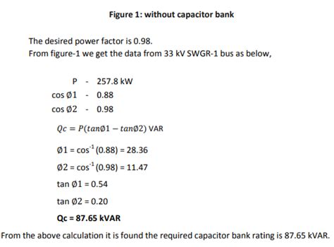 Capacitor bank sizing calculation - Power System Studies