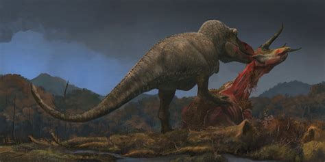 Tyrannosaurus rex feeding on Triceratops. Art by Mark Witton : r ...