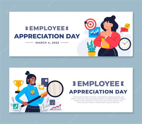 Free Vector | Flat employee appreciation day horizontal banners set