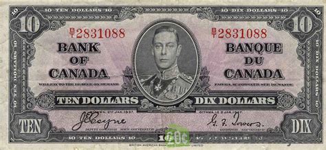 10 Canadian Dollars series 1937 - Exchange yours for cash today