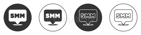 Black SMM Icon Isolated on White Background. Social Media Marketing ...