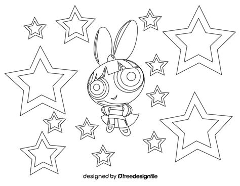 Powerpuff Girls cartoon black and white vector free download