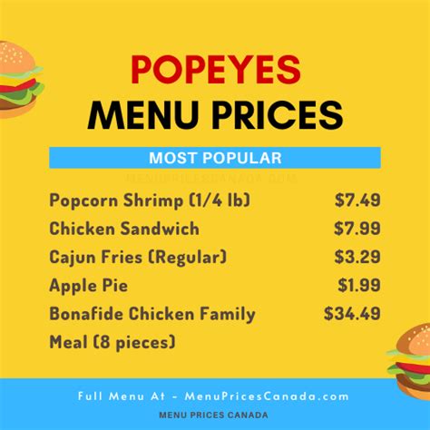 Popeyes Menu & Prices in Canada – 2024 – Menu Prices Canada