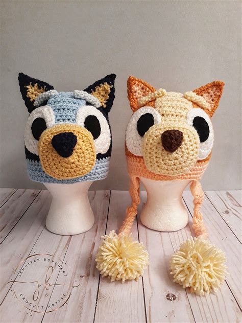 Crochet Bluey and Bingo Heeler hat | Beanie pattern, Disney crochet ...