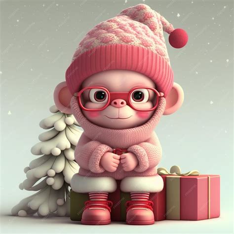 Premium Photo | Christmas lovely baby ape