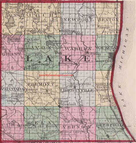 Lake County, Illinois 1870 Map