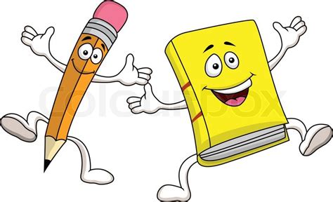 Pencil and book cartoon character | Stock Vector | Colourbox