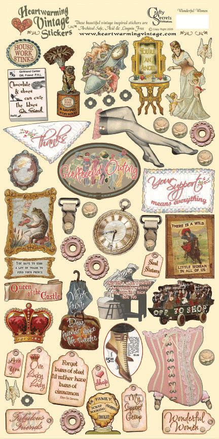 Heartwarming Vintage Stickers - Wonderful Women