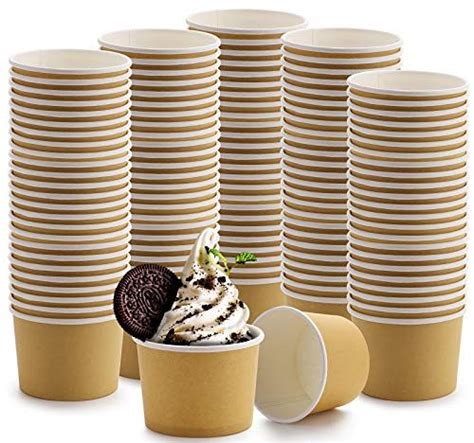 Lawei 100 Pack Paper Ice Cream Cups 8 Oz Disposable Paper Dessert Bowls ...