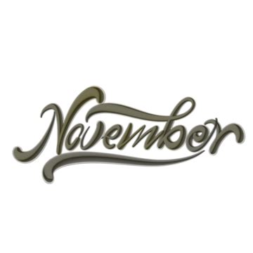 November Cartoon 3d Word Art, November, November, Cartoon PNG ...