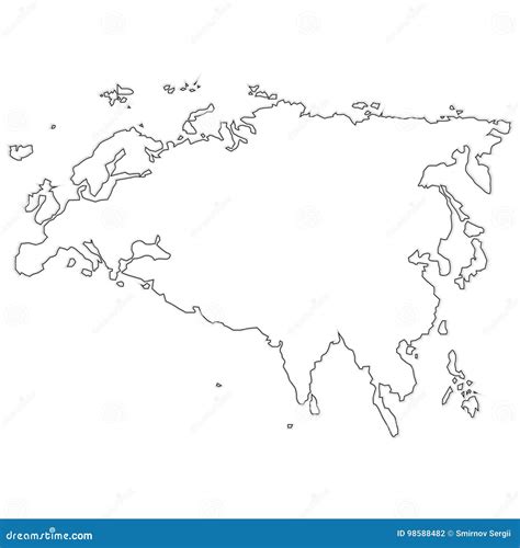 Eurasia Continent, World Map With Landmarks Vector Cartoon Illustration ...