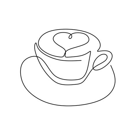 Continuous one line art drawing of coffee, warm. A cup of coffee with ...