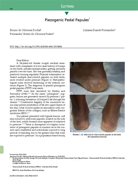 Piezogenic Pedal Papules | PDF | Pain | Diseases And Disorders