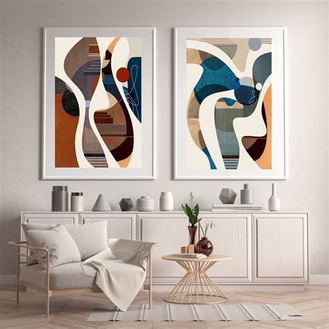 Mid Century Modern Art Abstract Geometric Print Set of 2 - Etsy Australia