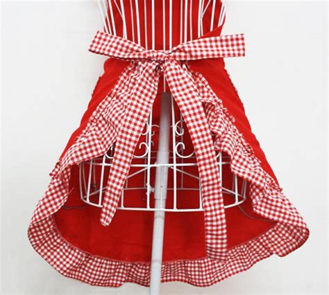 Hyzrz Cute Red Cotton Flirty Womens Aprons Fashion for Girls Vintage ...