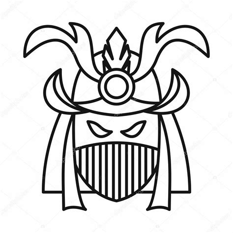 Japanese samurai mask icon, outline style — Stock Vector © ylivdesign ...