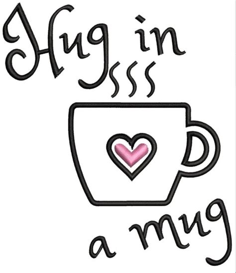 Hug in a Mug Embroidery Design - Beginner-sewing.com