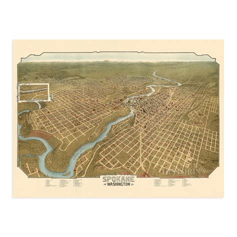 1905 Spokane Washington Map Vintage Spokane Wall Art Old - Etsy