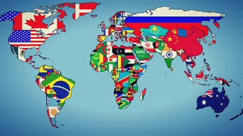 World Map With Flags – Topographic Map of Usa with States