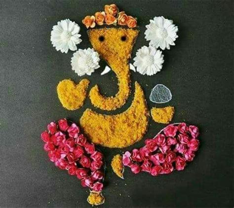 Lord Ganesha with flowers. | Rangoli designs flower, Diwali decorations ...