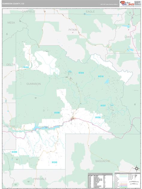 Gunnison County, CO Wall Map Premium Style by MarketMAPS