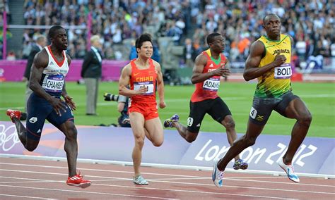 Usain Bolt in London 2012 Olympics 100m final with Yohan Blake | Daily ...