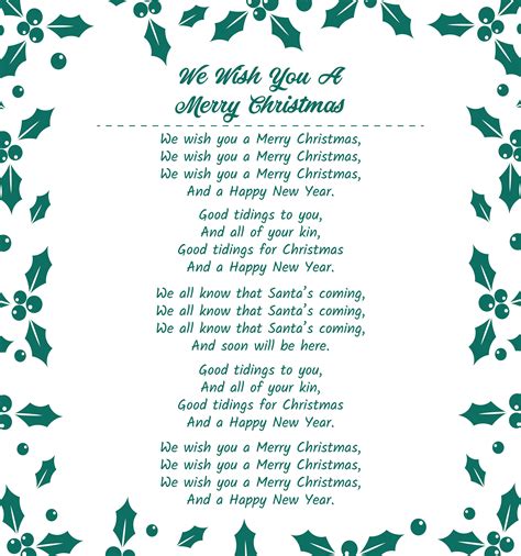 Free Printable Christmas Song Lyrics