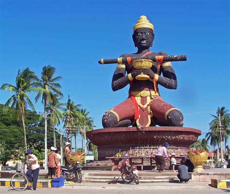 The entrance to Battambang, Cambodia is dominated by a huge, black ...