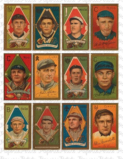 Vintage Baseball Cards Digital Download Collage Sheet C